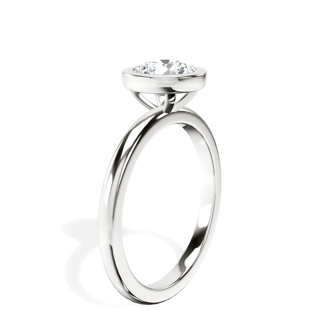 14kt White Gold Eugenia Classic Bezel Solitaire Lab Diamond Ring standing product image one