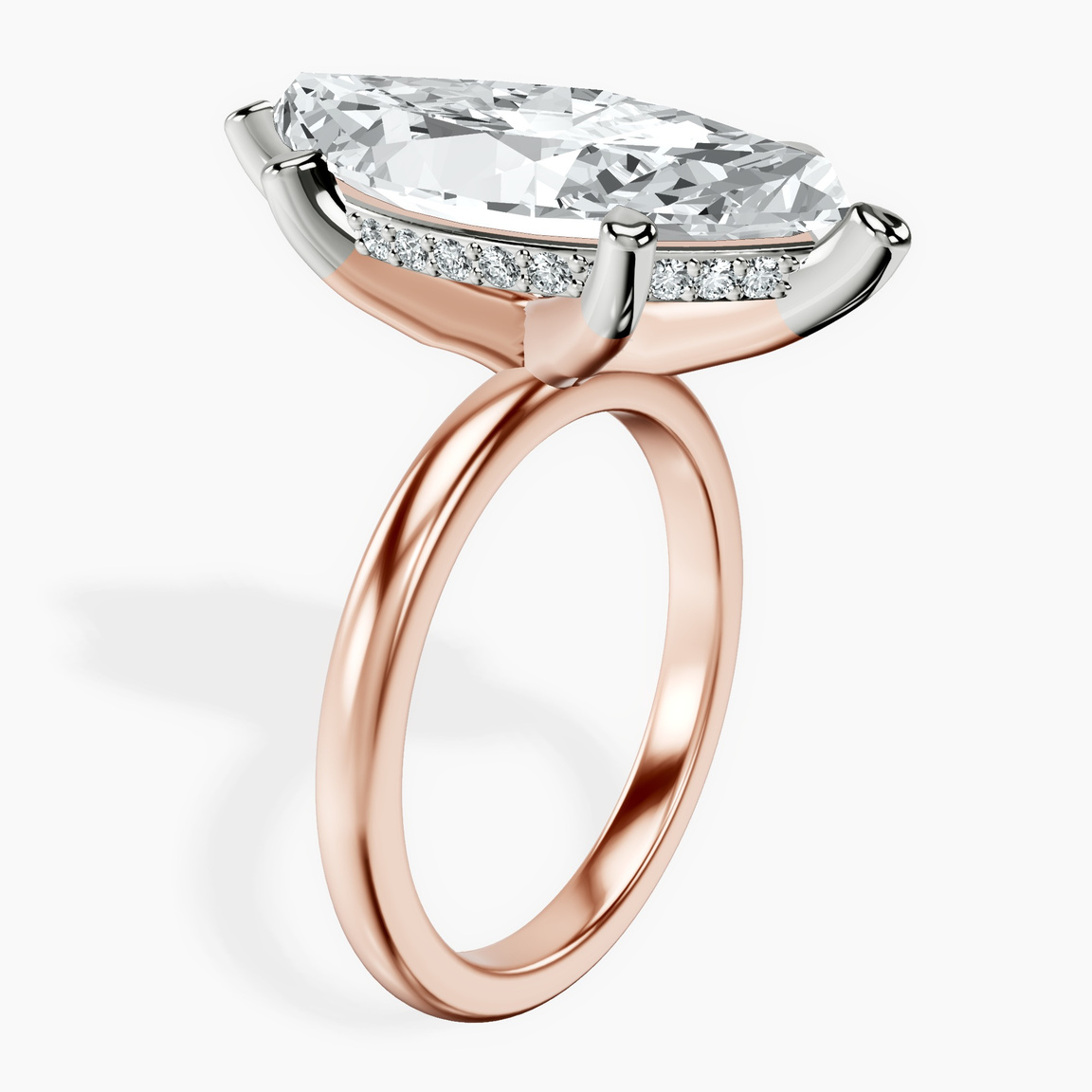 14kt Rose Gold Mildred Hidden Halo Solitaire Lab Diamond Ring standing product image one