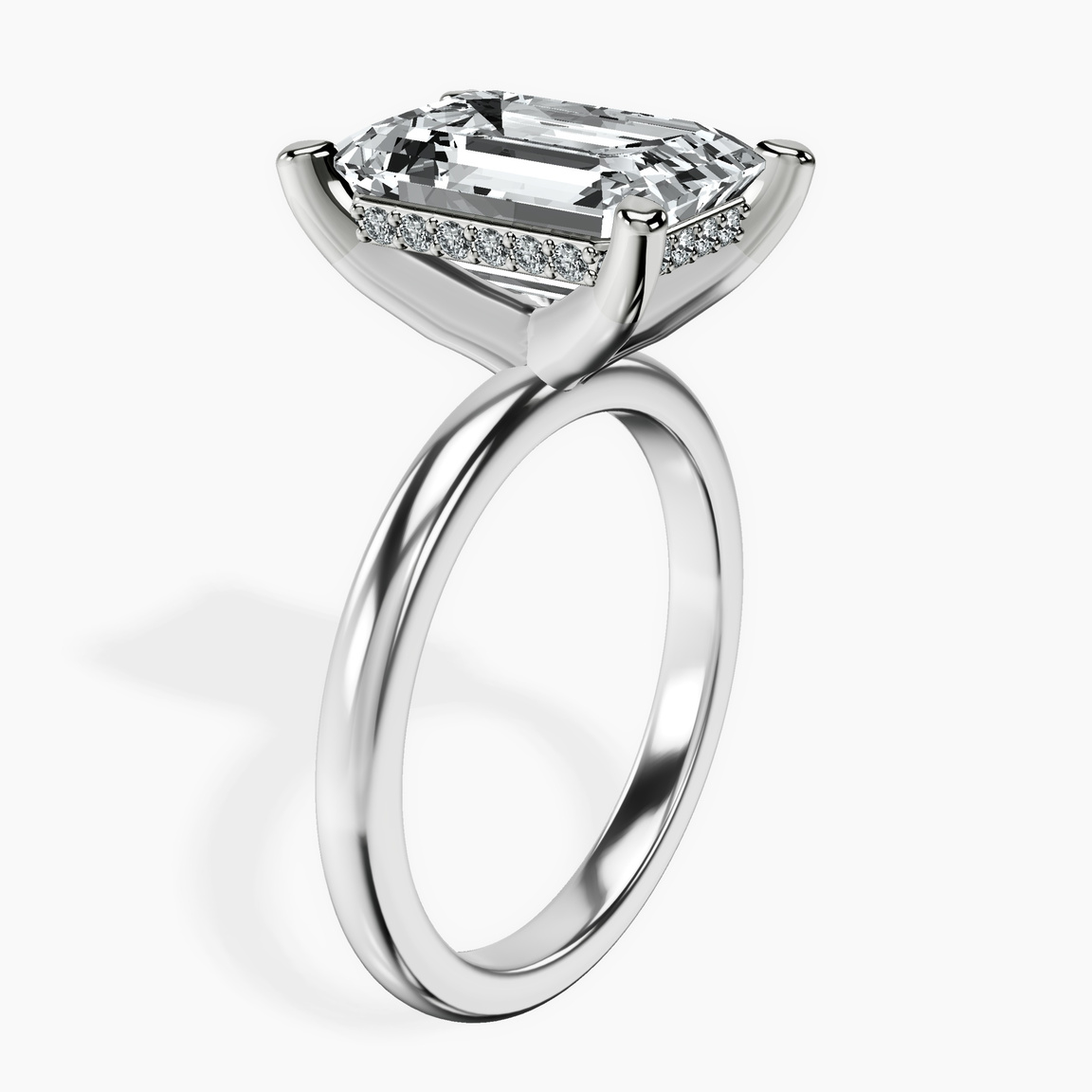 10kt White Gold Mildred Hidden Halo Solitaire Lab Diamond Ring standing product image one