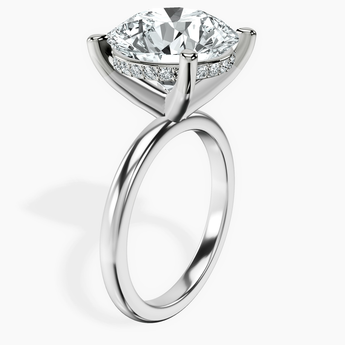 14kt White Gold Mildred Hidden Halo Solitaire Lab Diamond Ring standing product image one