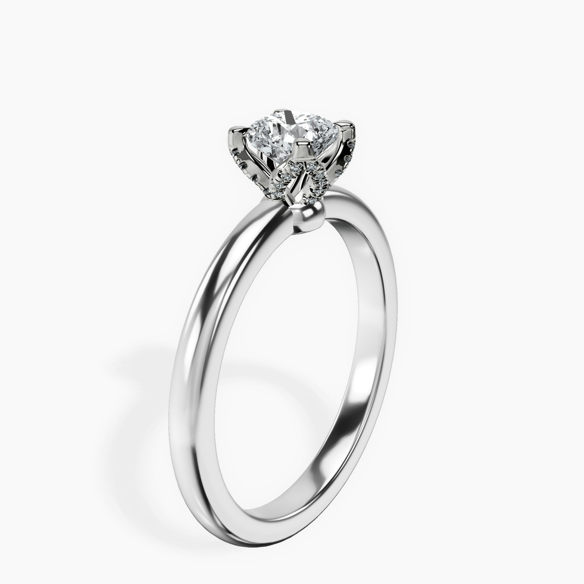 14kt White Gold Mabel Petal Solitaire Lab Diamond Ring standing product image one
