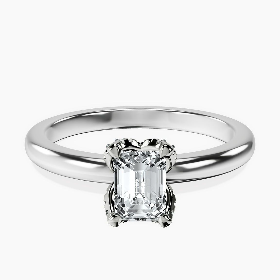 10kt White Gold Mabel Petal Solitaire Lab Diamond Ring front image