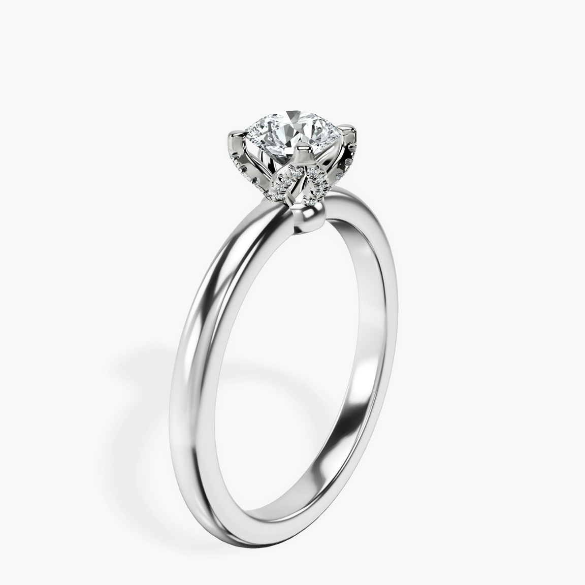 10kt White Gold Mabel Petal Solitaire Lab Diamond Ring standing product image one