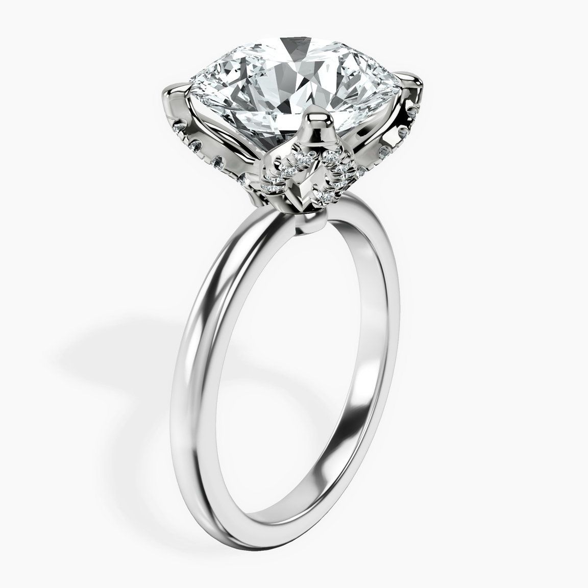 14kt White Gold Mabel Petal Solitaire Lab Diamond Ring standing product image one