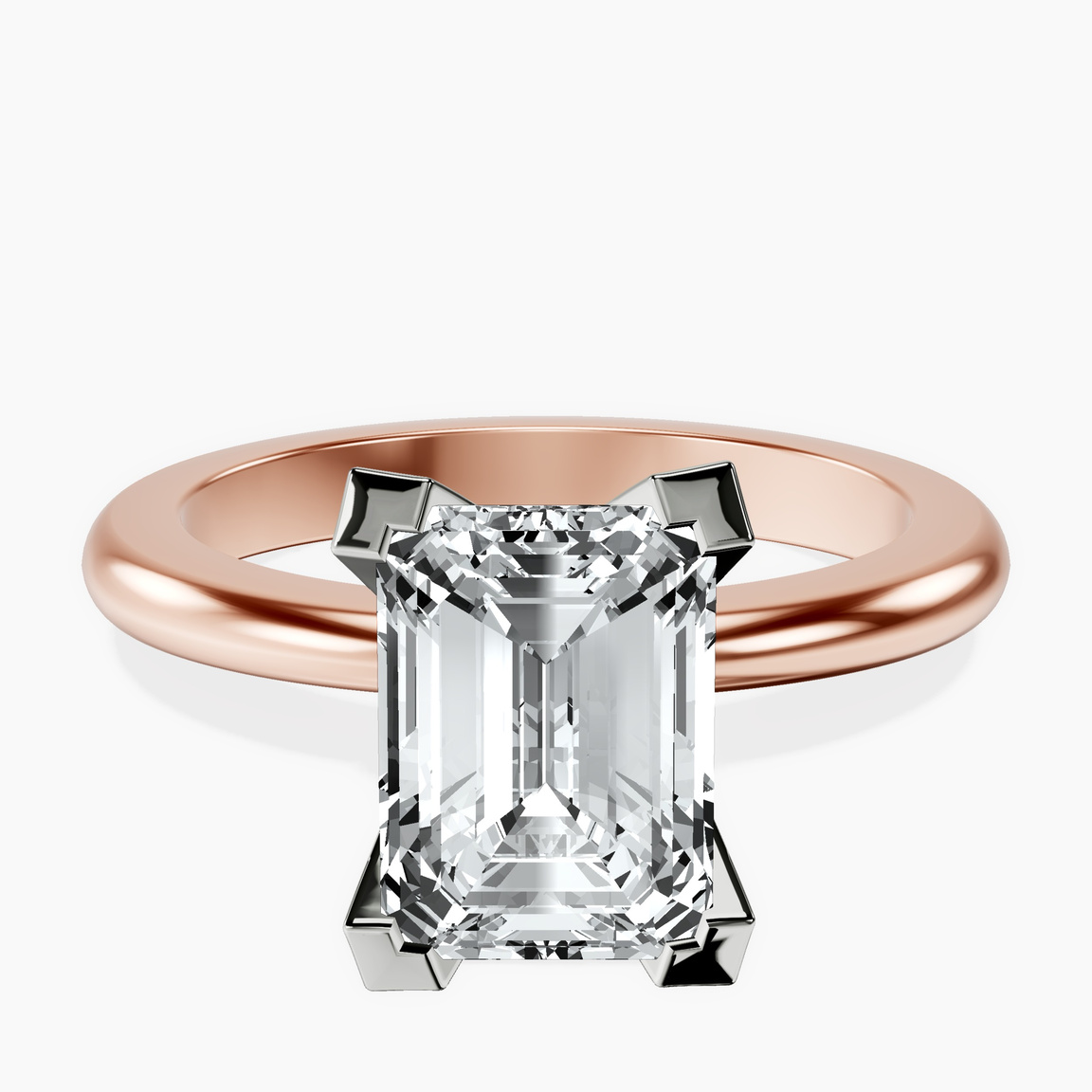 10kt Rose Gold Cordelia Knife Edge Solitaire Lab Diamond Ring front image