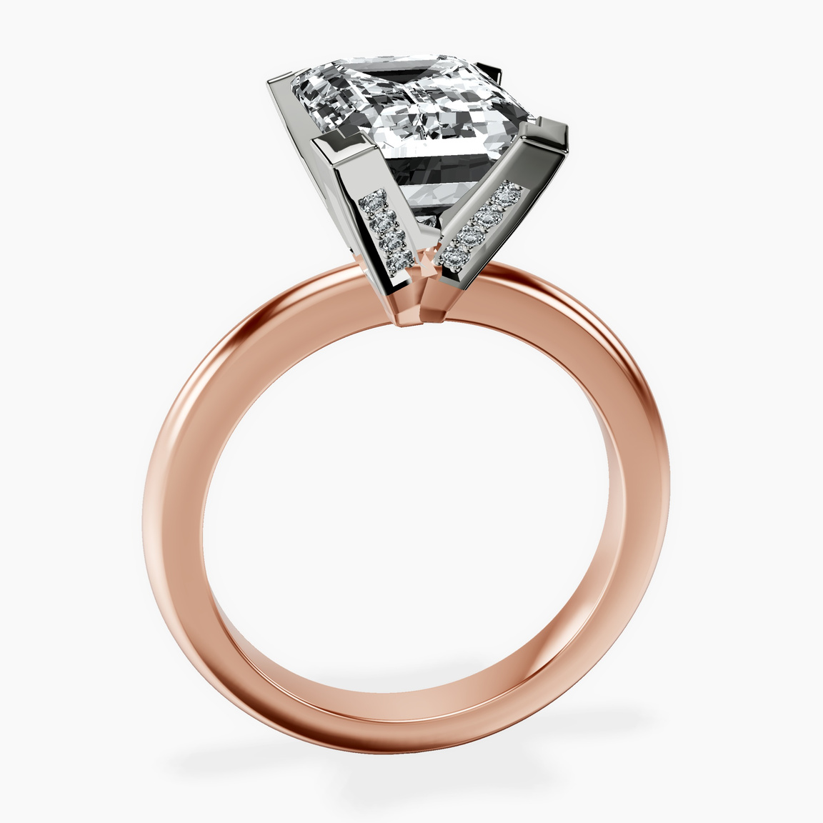 18kt Rose Gold Cordelia Knife Edge Solitaire Lab Diamond Ring side right image one