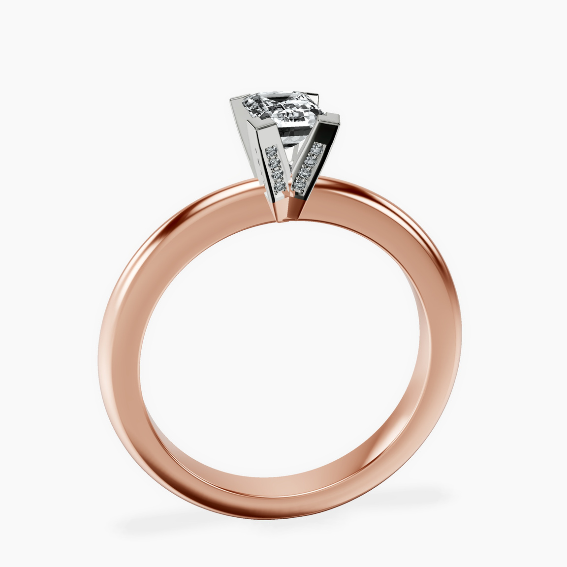 18kt Rose Gold Cordelia Knife Edge Solitaire Lab Diamond Ring side right image one