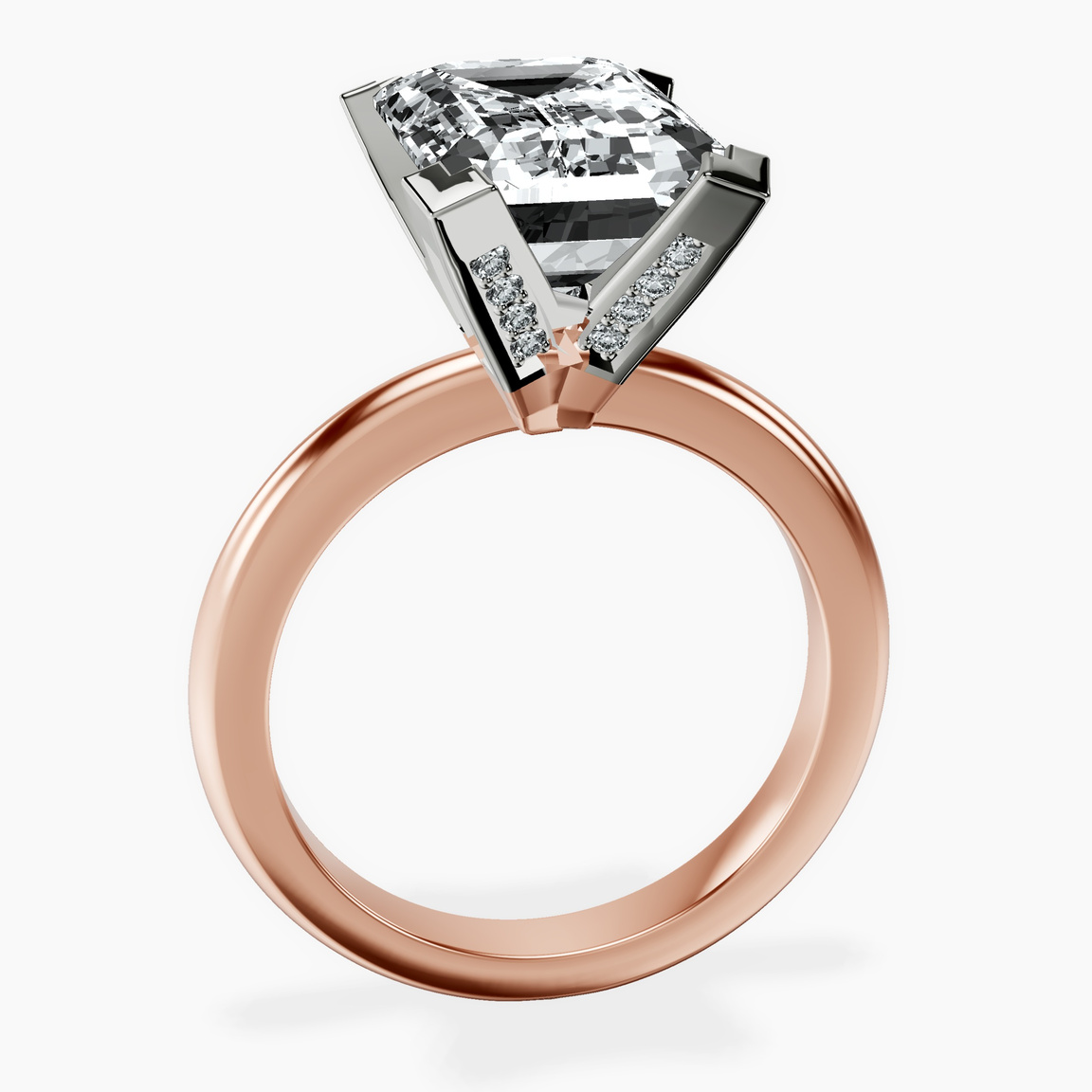 14kt Rose Gold Cordelia Knife Edge Solitaire Lab Diamond Ring side right image one