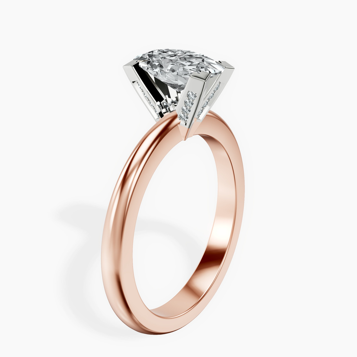 10kt Rose Gold Cordelia Knife Edge Solitaire Lab Diamond Ring standing product image one