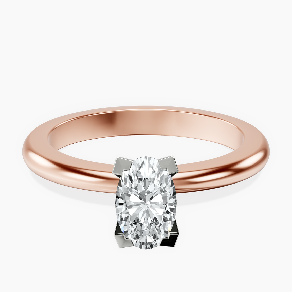 14kt Rose Gold Cordelia Knife Edge Solitaire Lab Diamond Ring front image