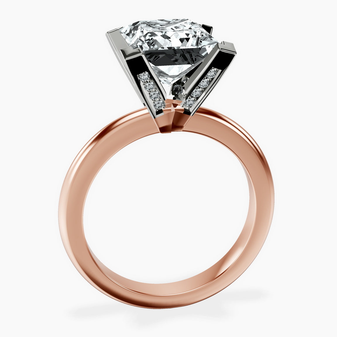 18kt Rose Gold Cordelia Knife Edge Solitaire Lab Diamond Ring side right image one