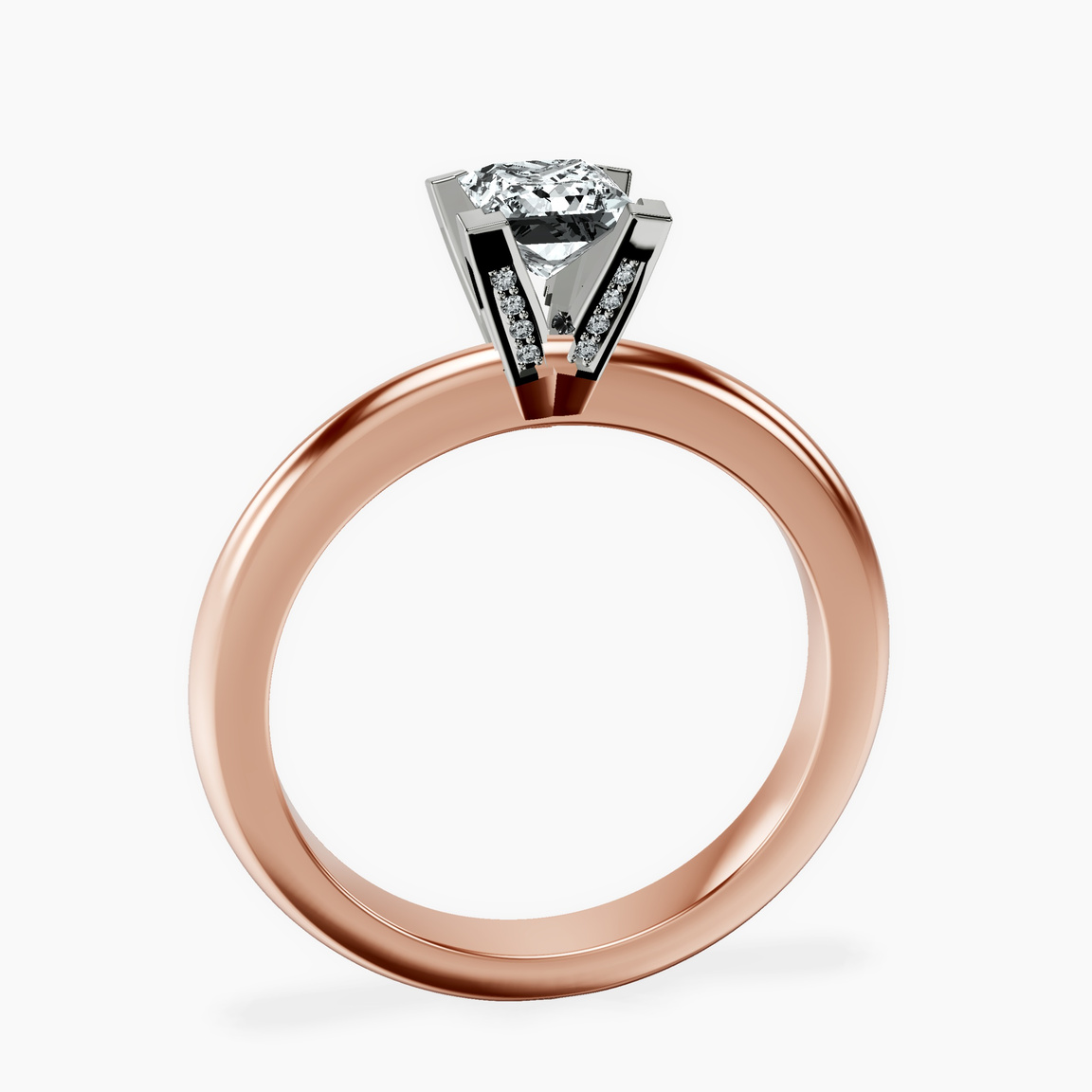 10kt Rose Gold Cordelia Knife Edge Solitaire Lab Diamond Ring side right image one