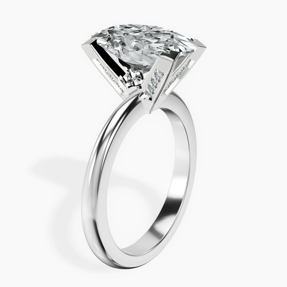 10kt White Gold Cordelia Knife Edge Solitaire Lab Diamond Ring standing product image one