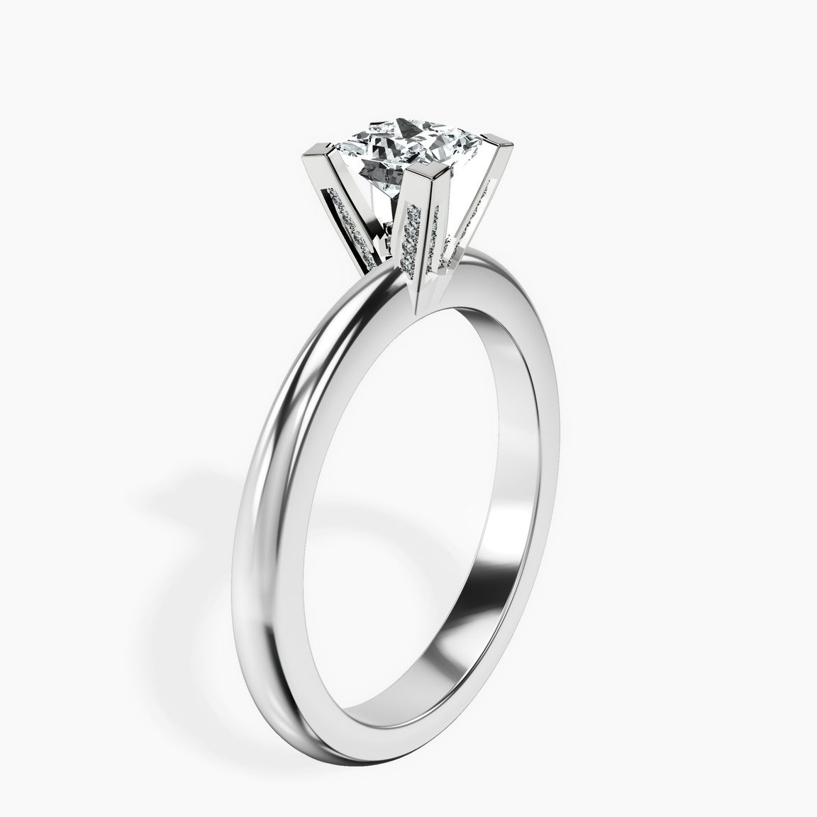 10kt White Gold Cordelia Knife Edge Solitaire Lab Diamond Ring standing product image one