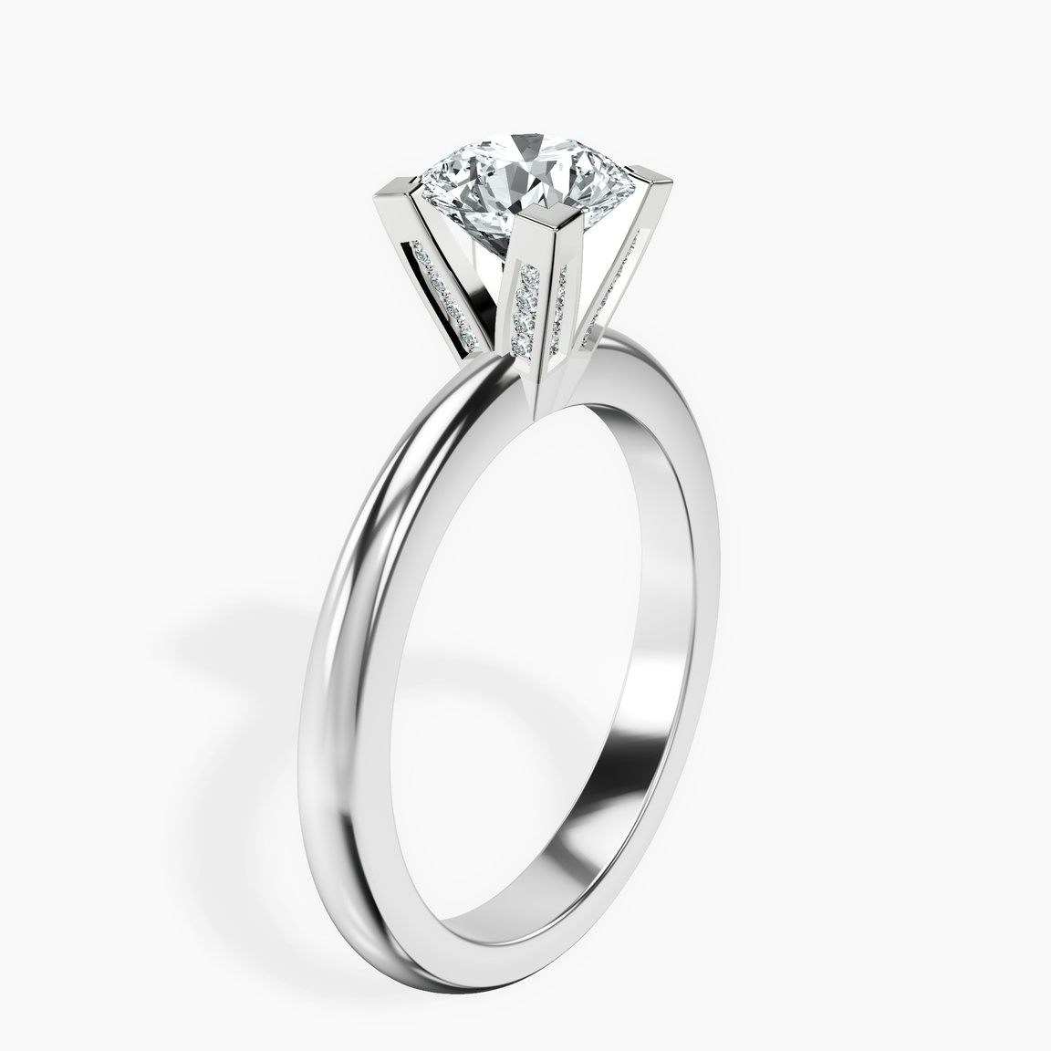 10kt White Gold Cordelia Knife Edge Solitaire Lab Diamond Ring standing product image one