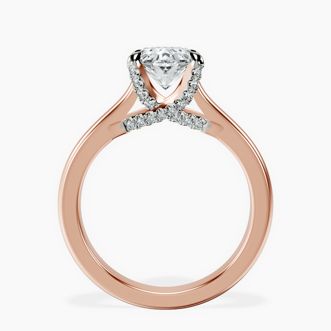 10kt Rose Gold Agnes Criss cross Prong Solitaire 2mm Lab Diamond Ring side right image one