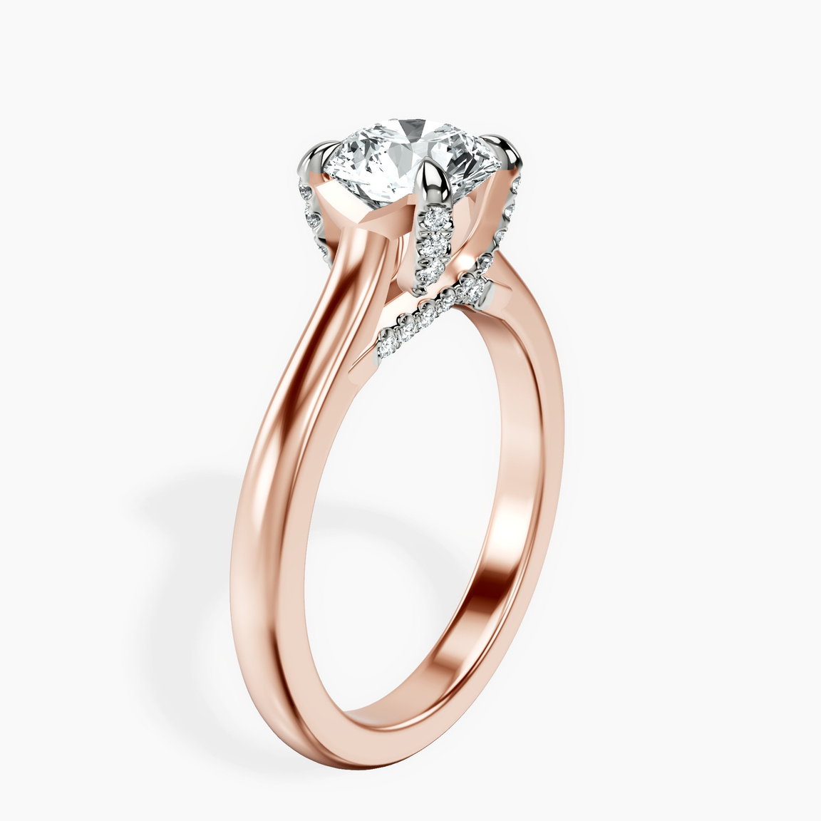 10kt Rose Gold Agnes Criss cross Prong Solitaire 2mm Lab Diamond Ring standing product image one