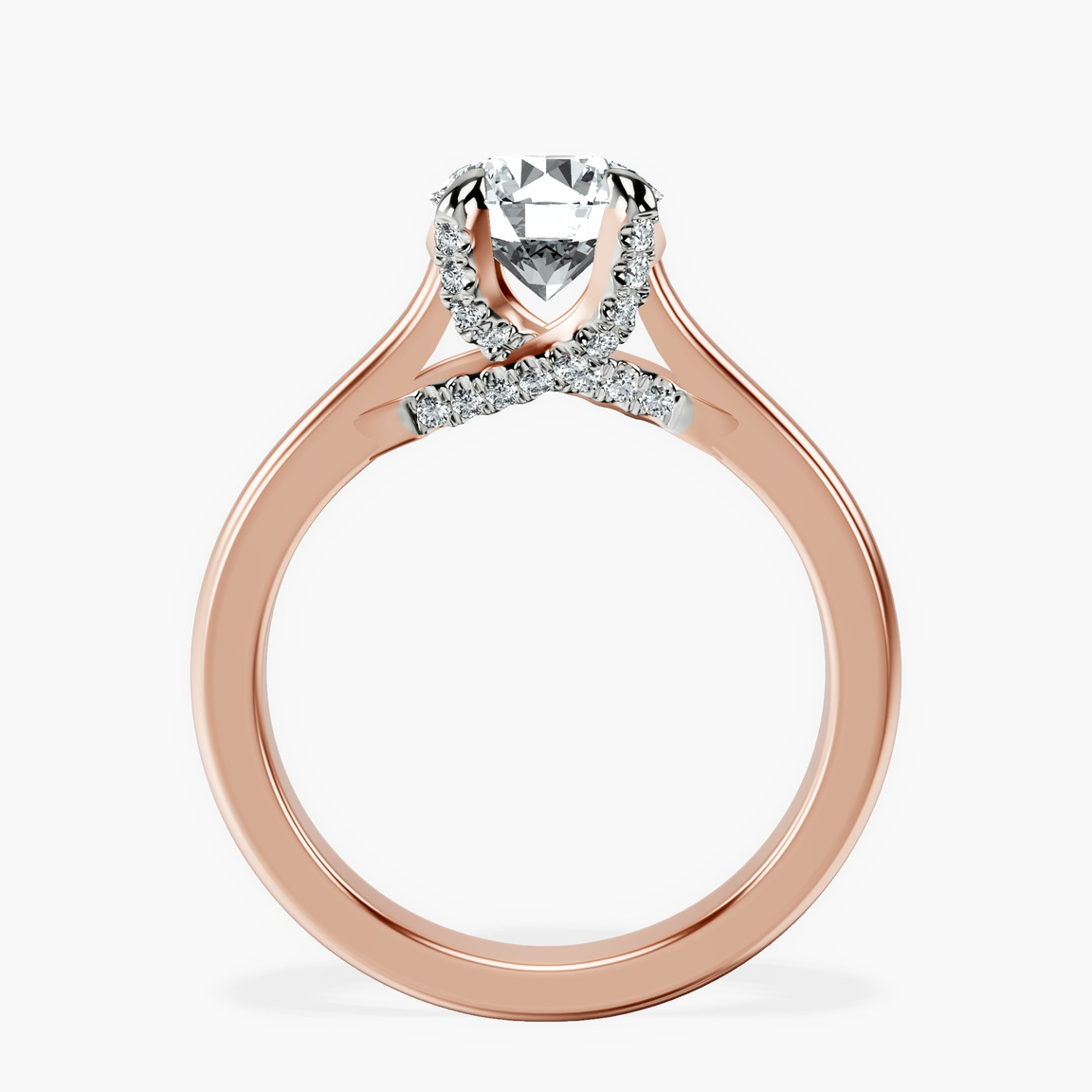10kt Rose Gold Agnes Criss cross Prong Solitaire 2mm Lab Diamond Ring side right image one