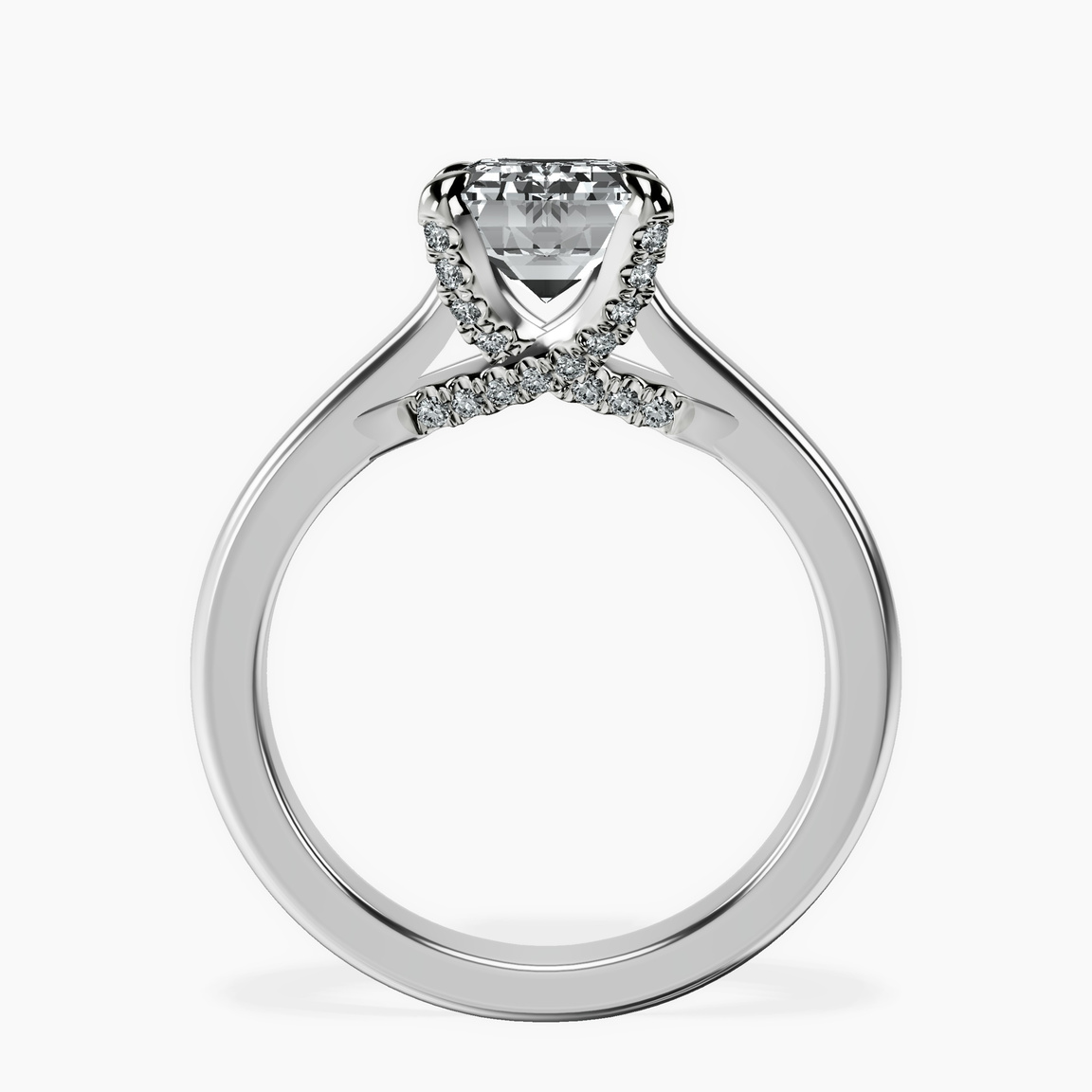 10kt White Gold Agnes Criss cross Prong Solitaire 2mm Lab Diamond Ring side right image one