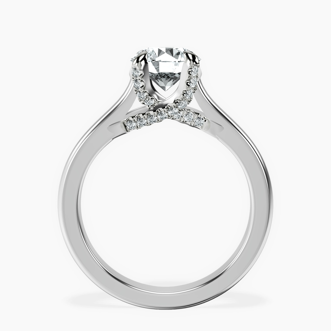 10kt White Gold Agnes Criss cross Prong Solitaire 2mm Lab Diamond Ring side right image one