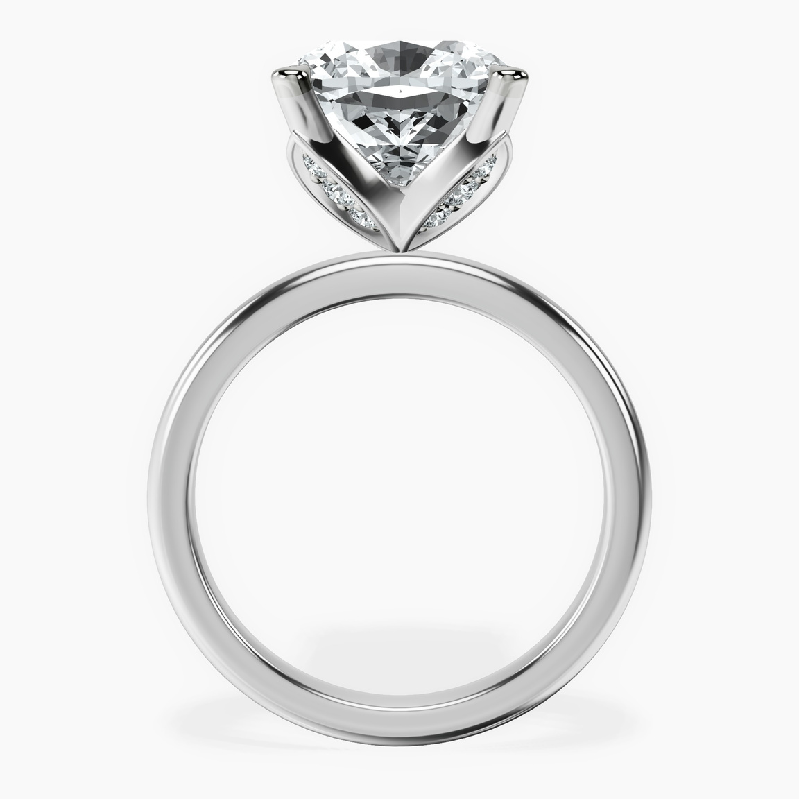 Platinum Matilda Leaf Petal Solitaire Lab Diamond Ring side right image one