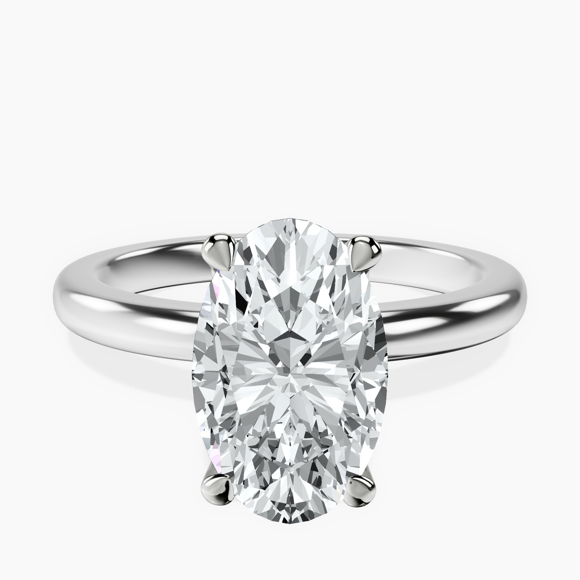 10kt White Gold Matilda Leaf Petal Solitaire Lab Diamond Ring front image