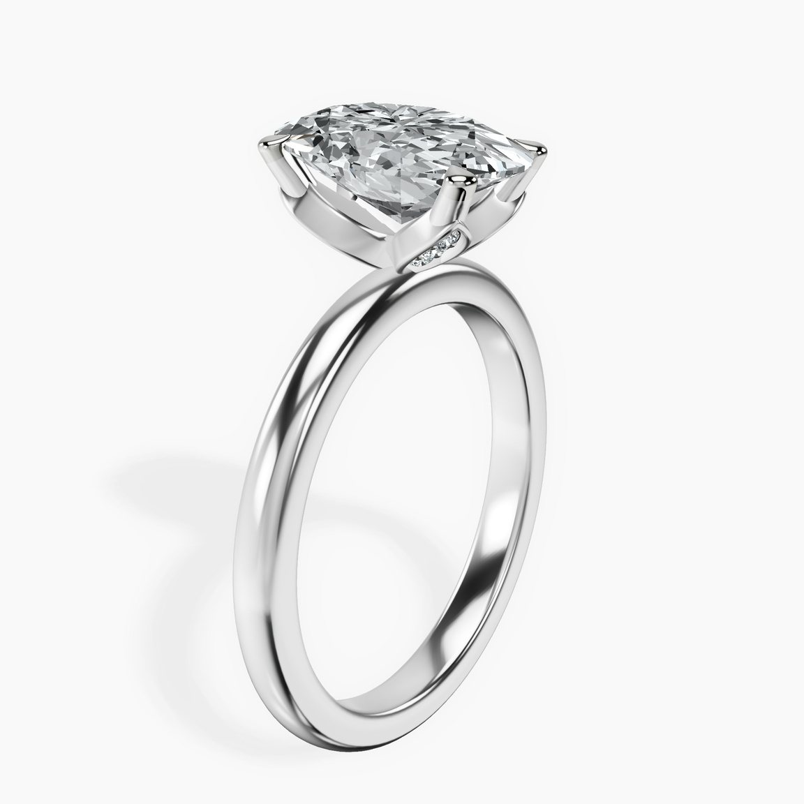10kt White Gold Matilda Leaf Petal Solitaire Lab Diamond Ring standing product image one