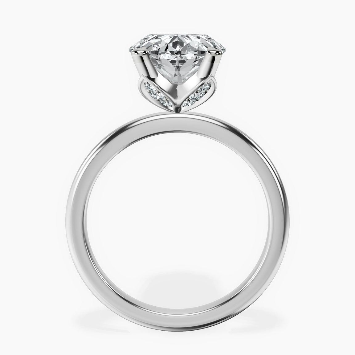 10kt White Gold Matilda Leaf Petal Solitaire Lab Diamond Ring side right image one