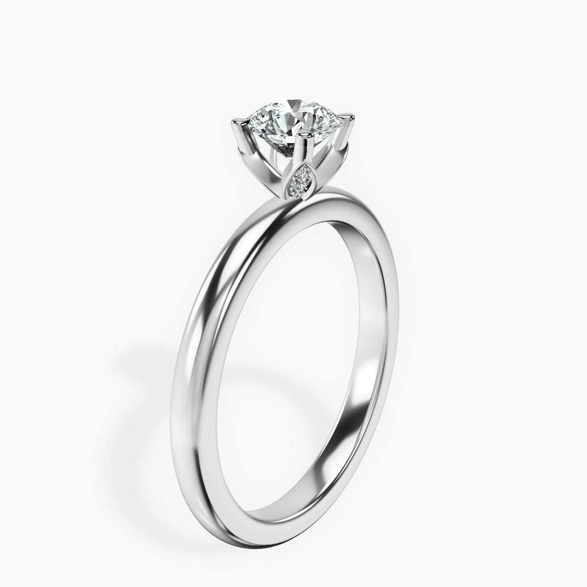 10kt White Gold Matilda Leaf Petal Solitaire Lab Diamond Ring standing product image one
