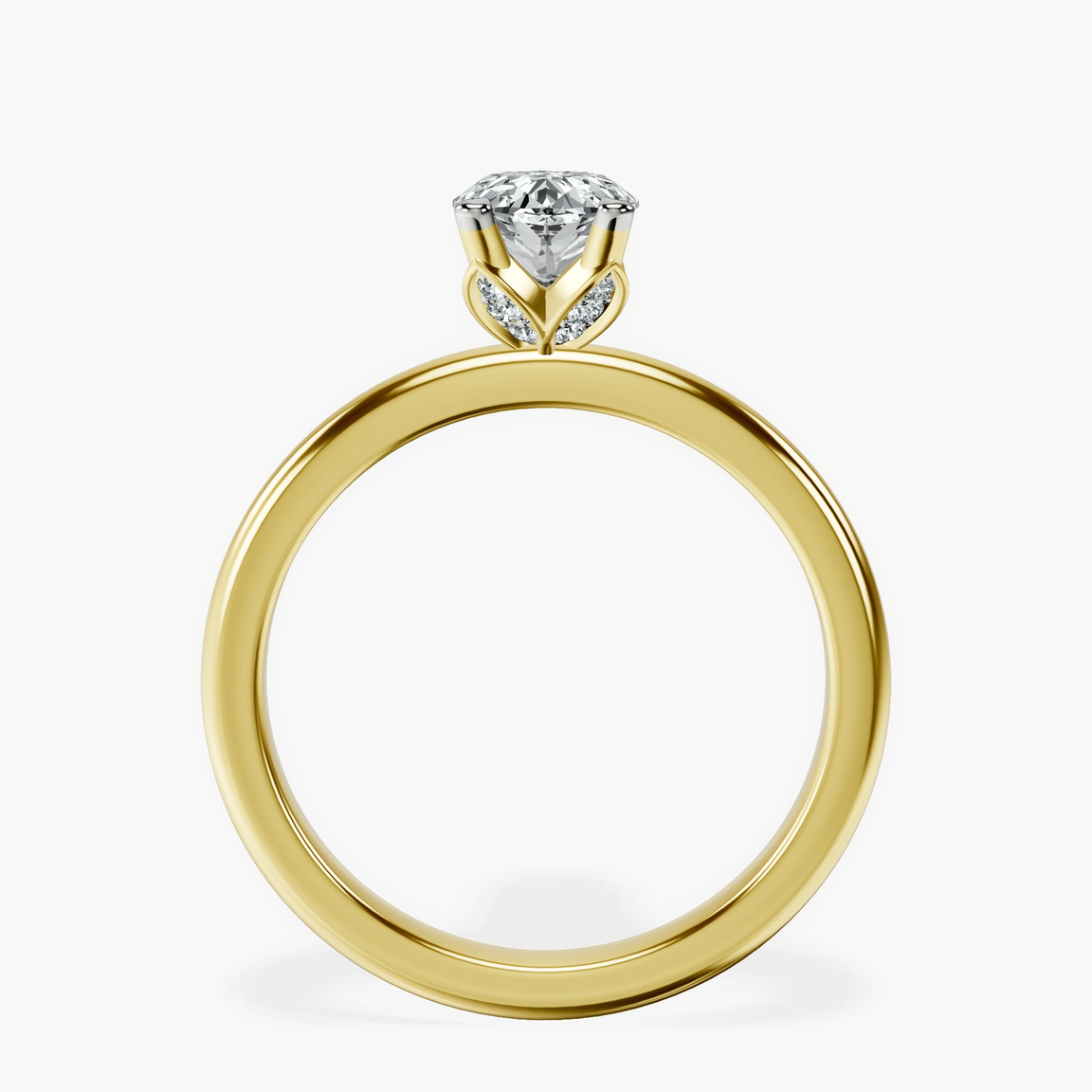 14kt Yellow Gold Matilda Leaf Petal Solitaire Lab Diamond Ring side right image one