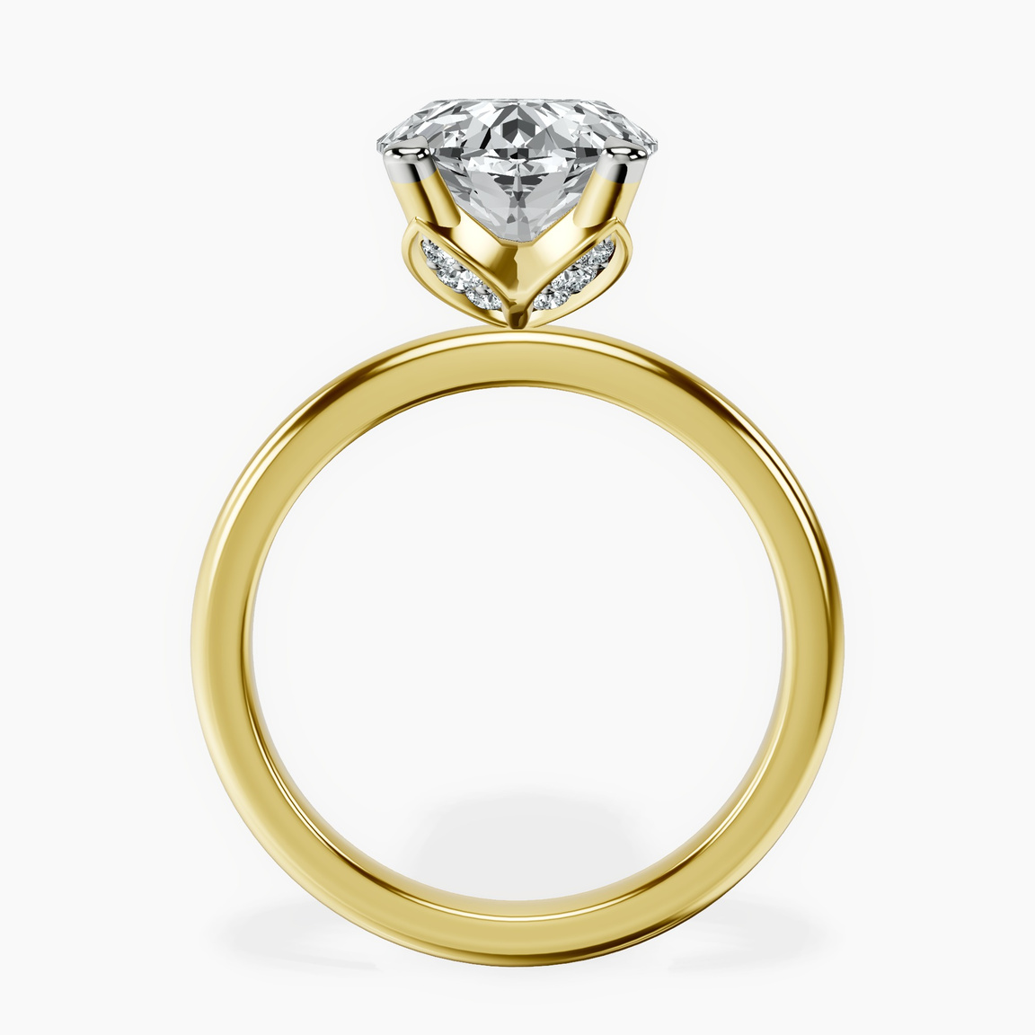 18kt Yellow Gold Matilda Leaf Petal Solitaire Lab Diamond Ring side right image one