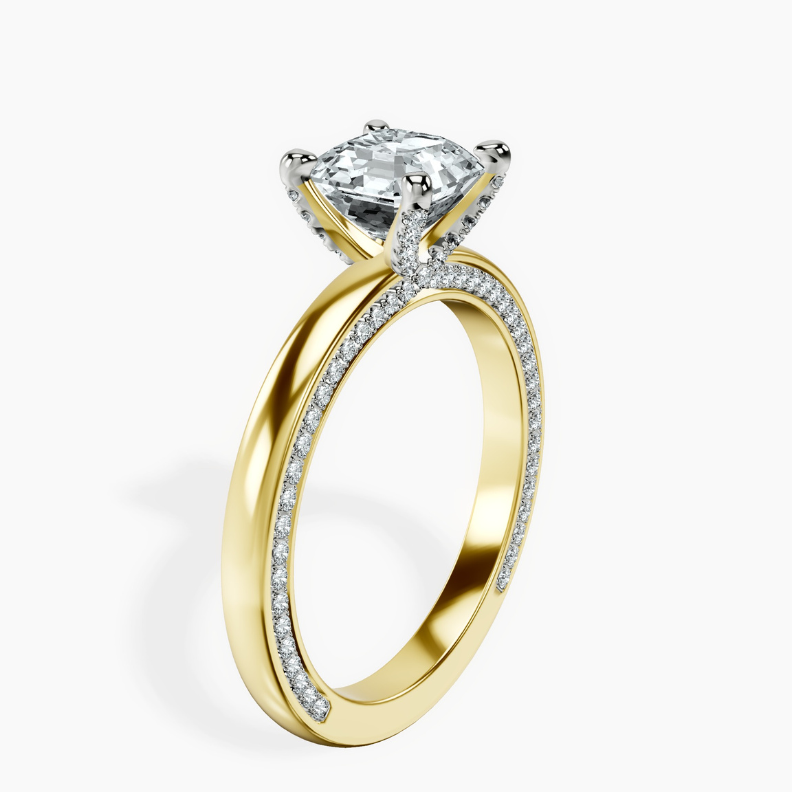 10kt Yellow Gold Edith Lab Diamond Studded Petite Solitaire Lab Diamond Ring standing product image one