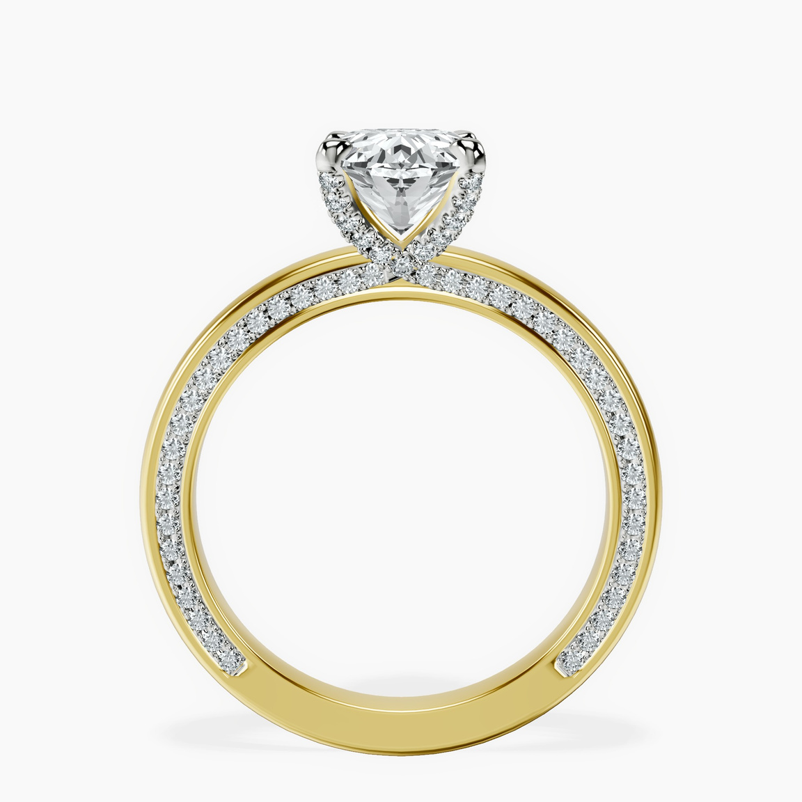10kt Yellow Gold Edith Lab Diamond Studded Petite Solitaire Lab Diamond Ring side right image one