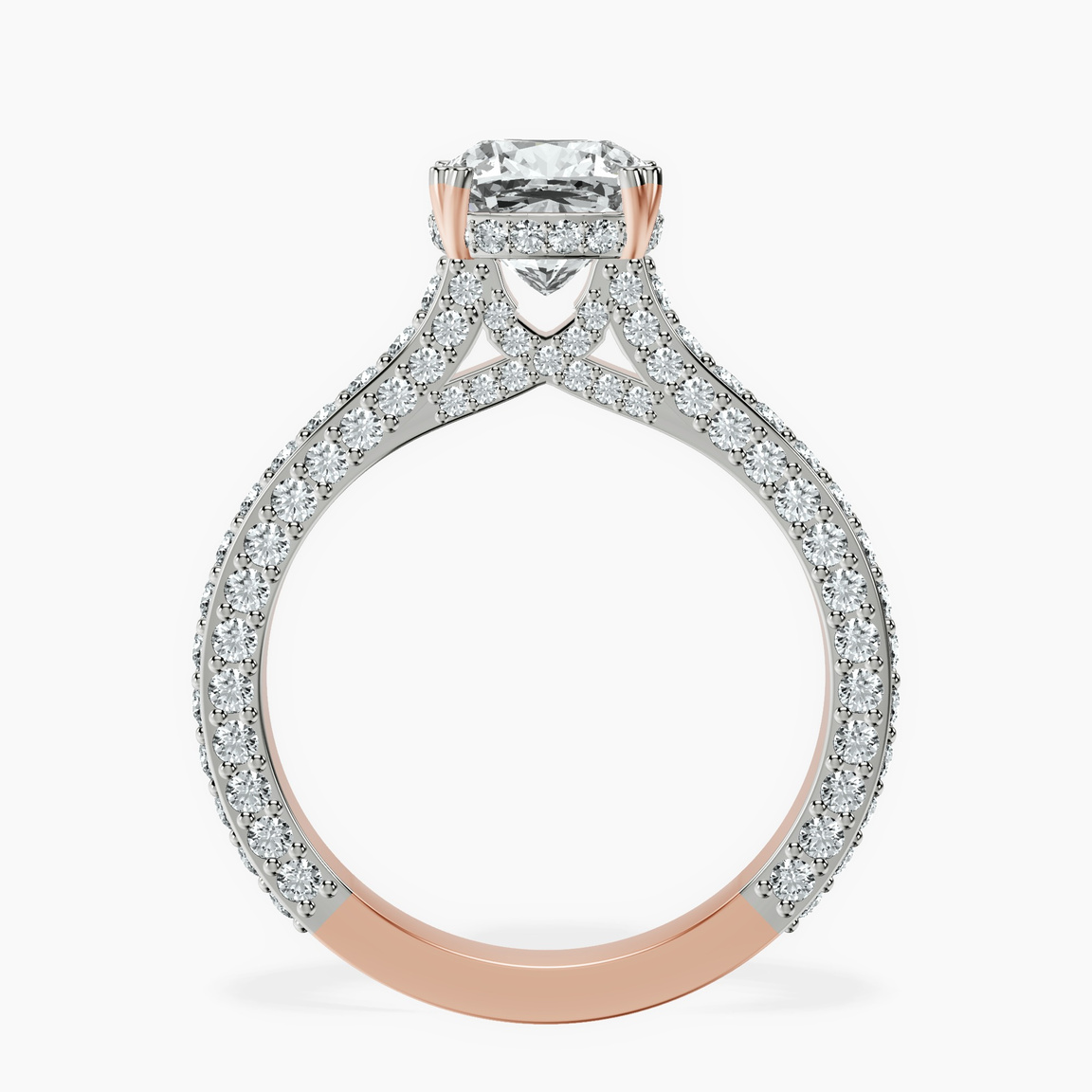 10kt Rose Gold Eternia Criss Cross Side Halo Lab Diamond Ring side right image one