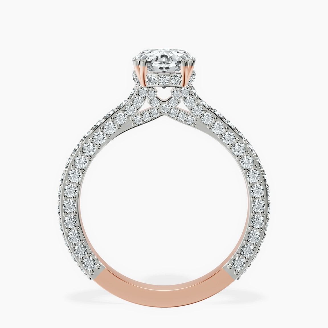10kt Rose Gold Eternia Criss Cross Side Halo Lab Diamond Ring side right image one