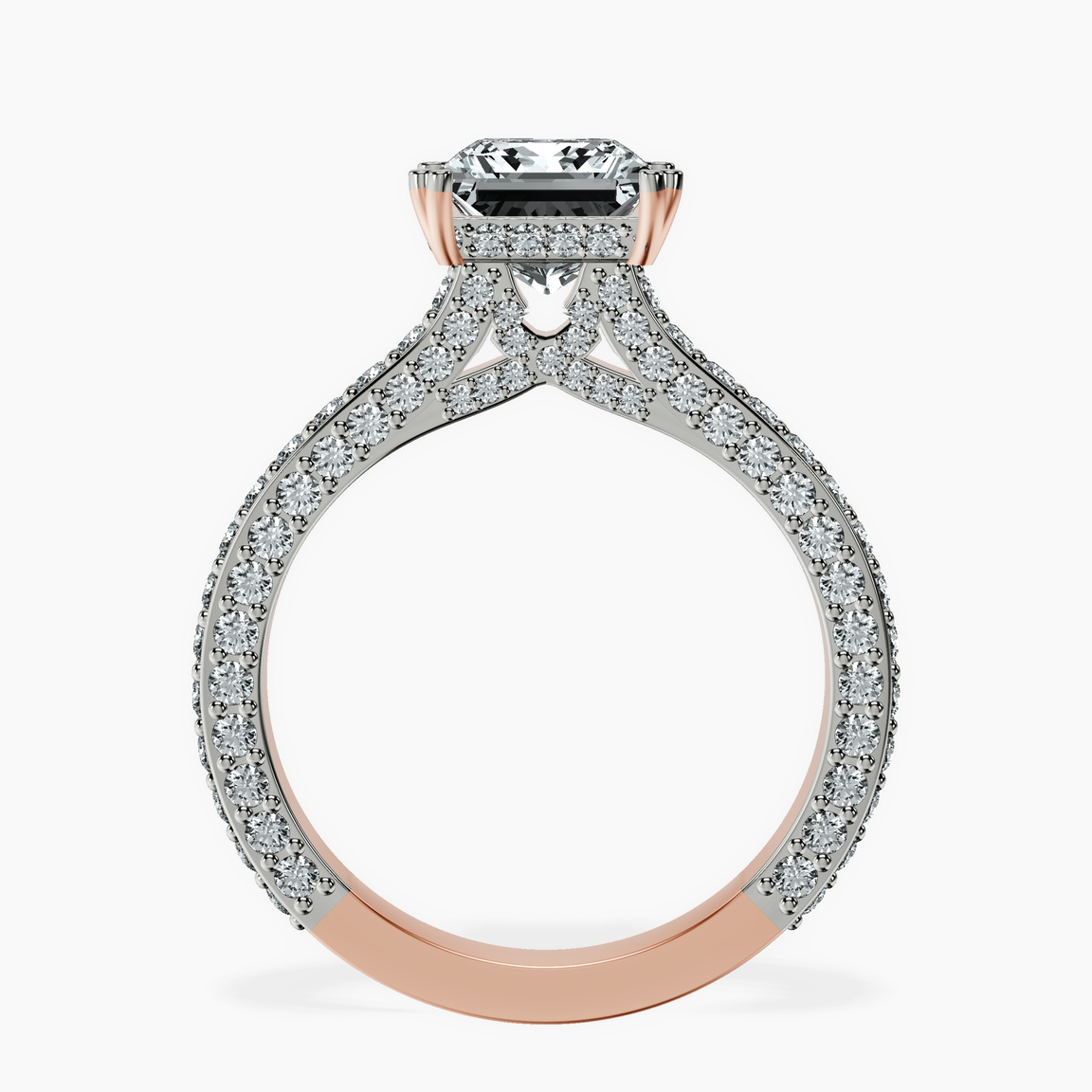 18kt Rose Gold Eternia Criss Cross Side Halo Lab Diamond Ring side right image one