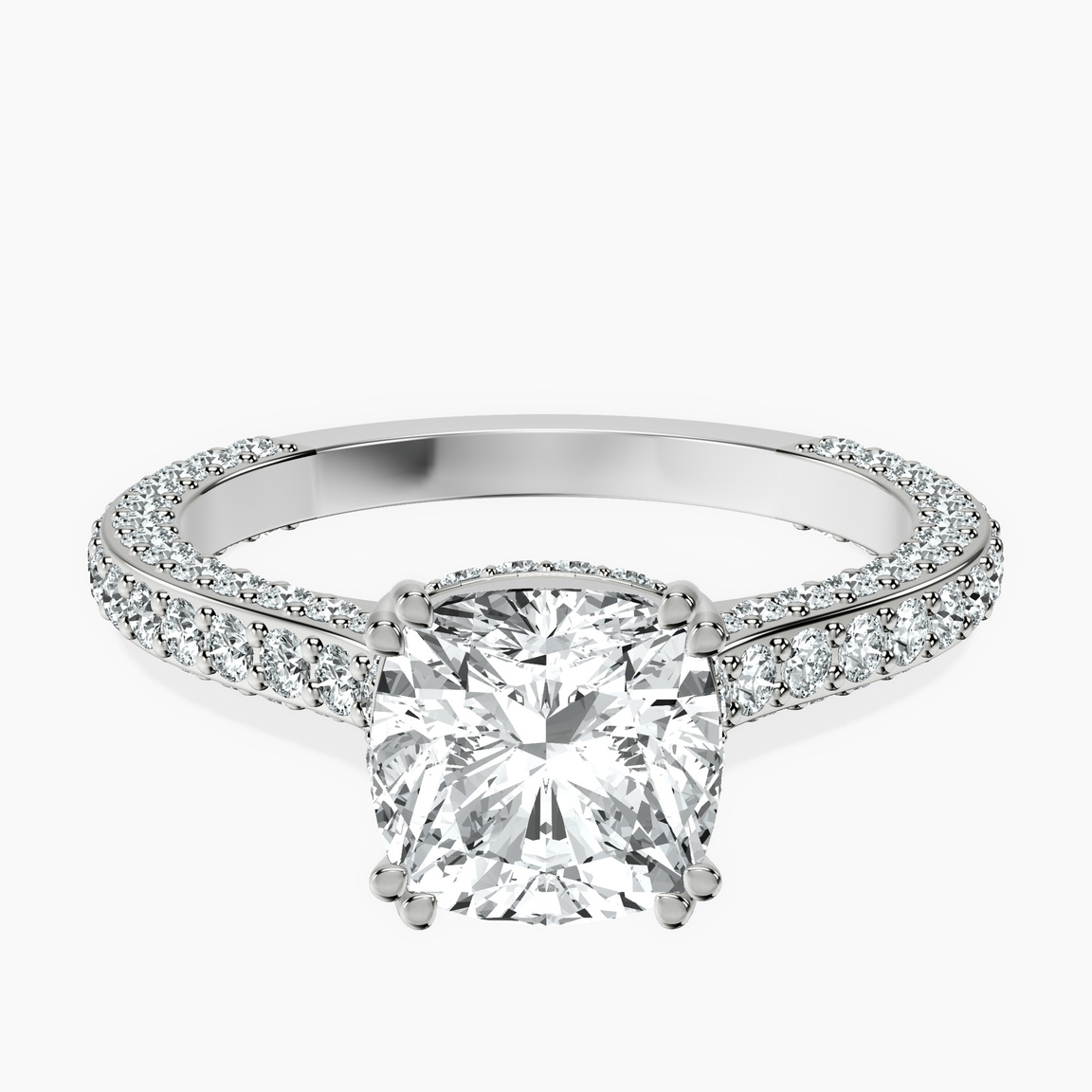 10kt White Gold Eternia Criss Cross Side Halo Lab Diamond Ring front image