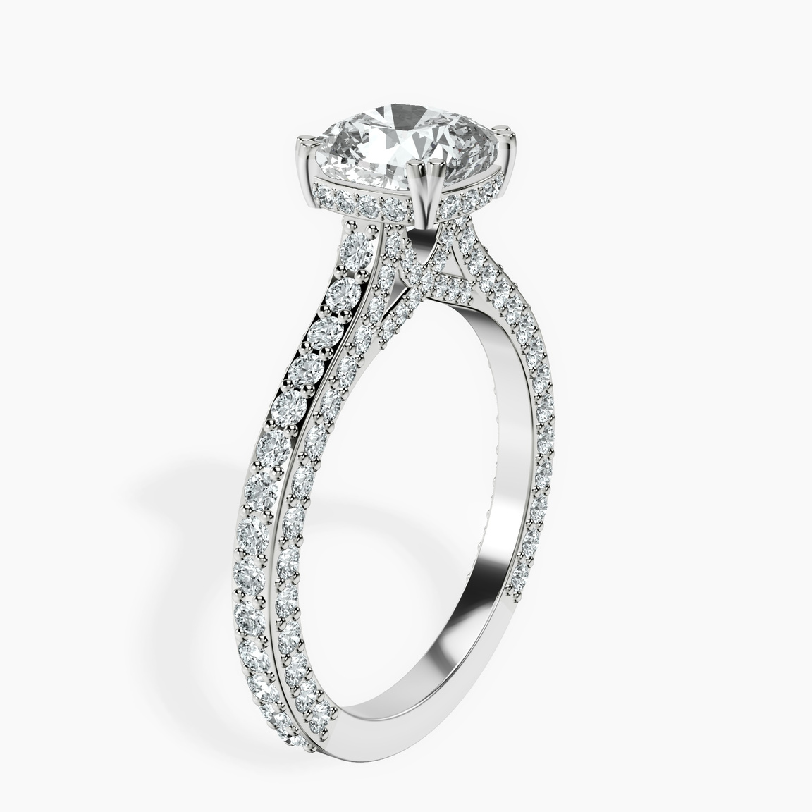 10kt White Gold Eternia Criss Cross Side Halo Lab Diamond Ring standing product image one