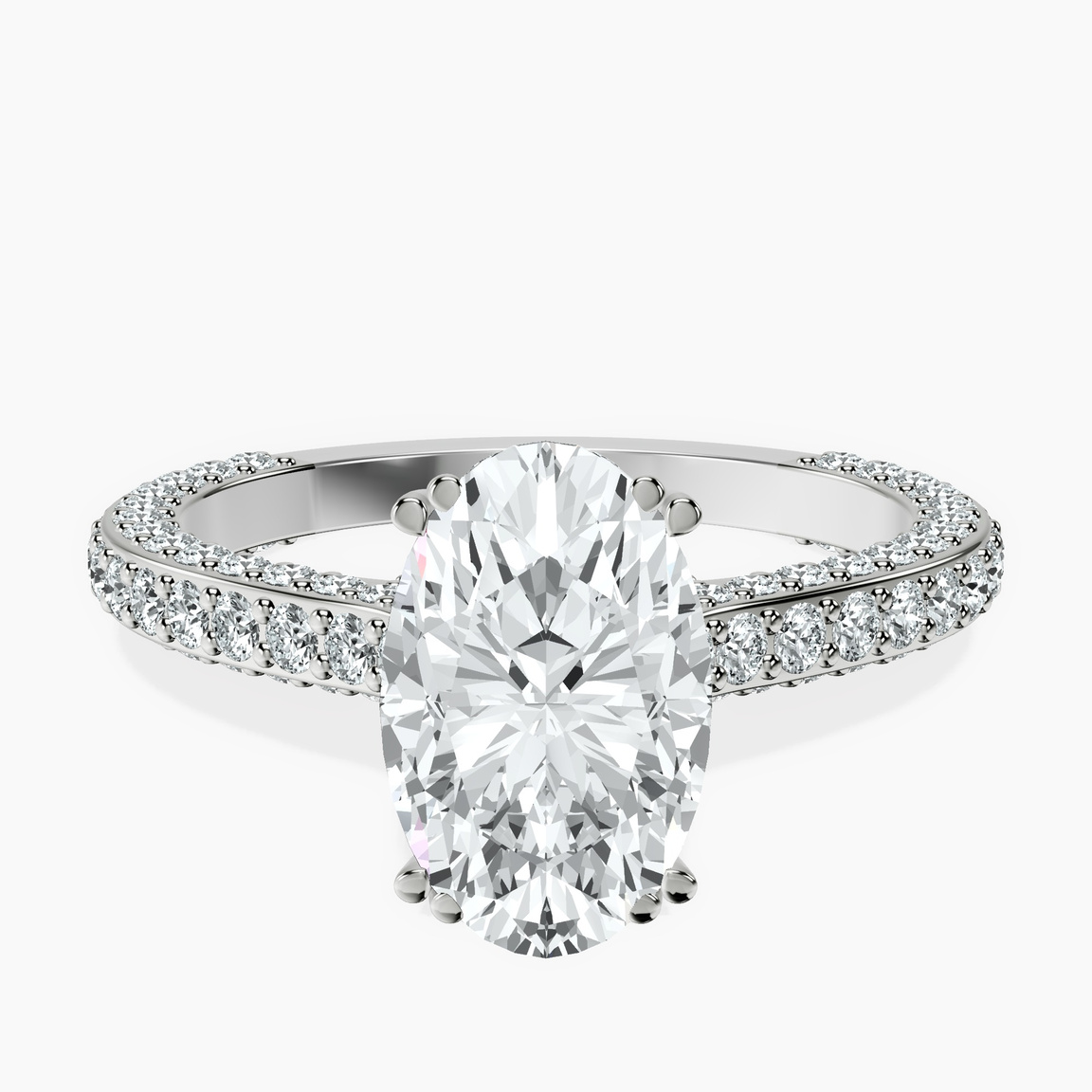 10kt White Gold Eternia Criss Cross Side Halo Lab Diamond Ring front image