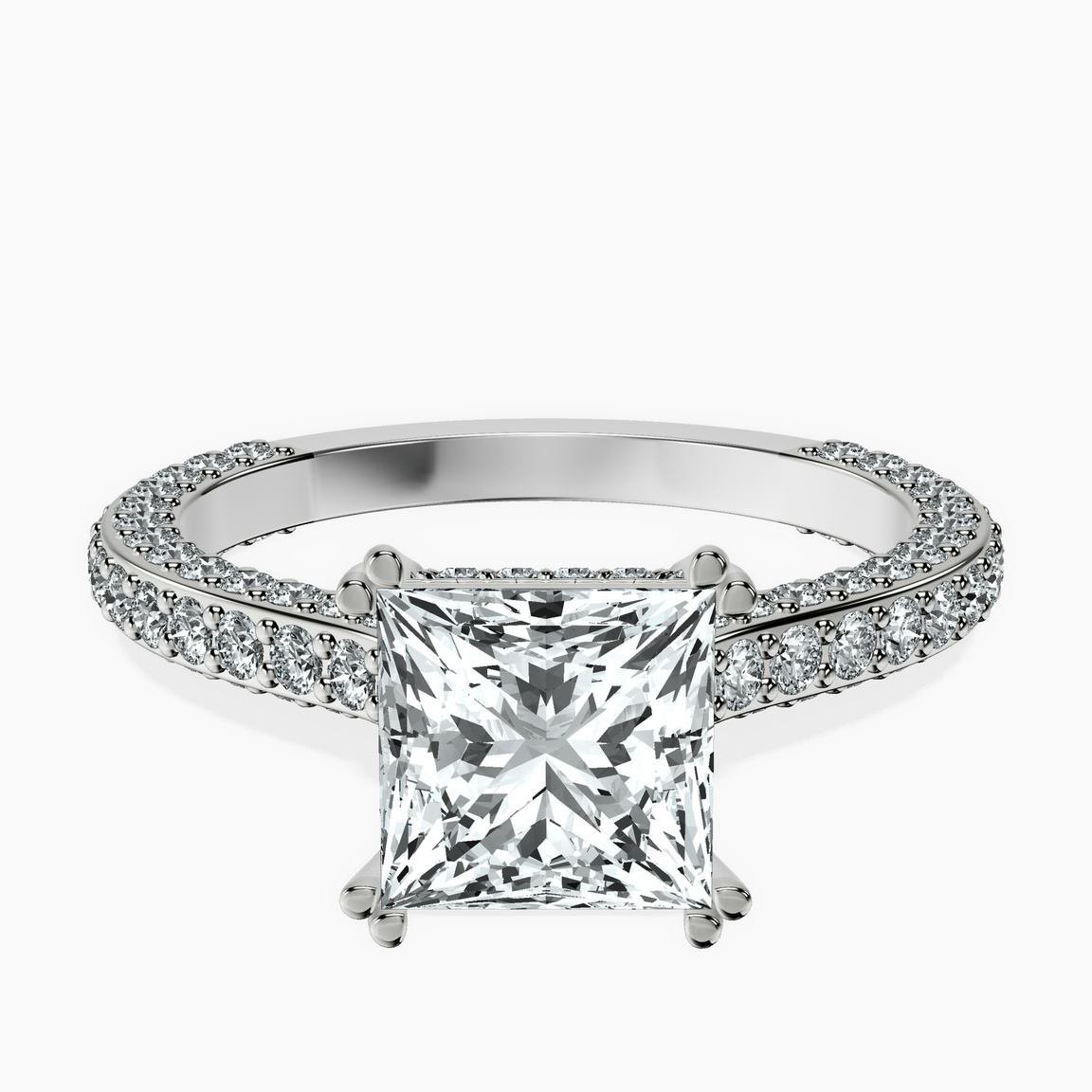 10kt White Gold Eternia Criss Cross Side Halo Lab Diamond Ring front image