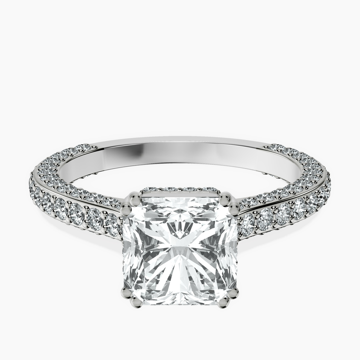 10kt White Gold Eternia Criss Cross Side Halo Lab Diamond Ring front image