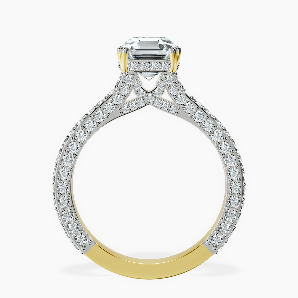 14kt Yellow Gold Eternia Criss Cross Side Halo Lab Diamond Ring side right image one