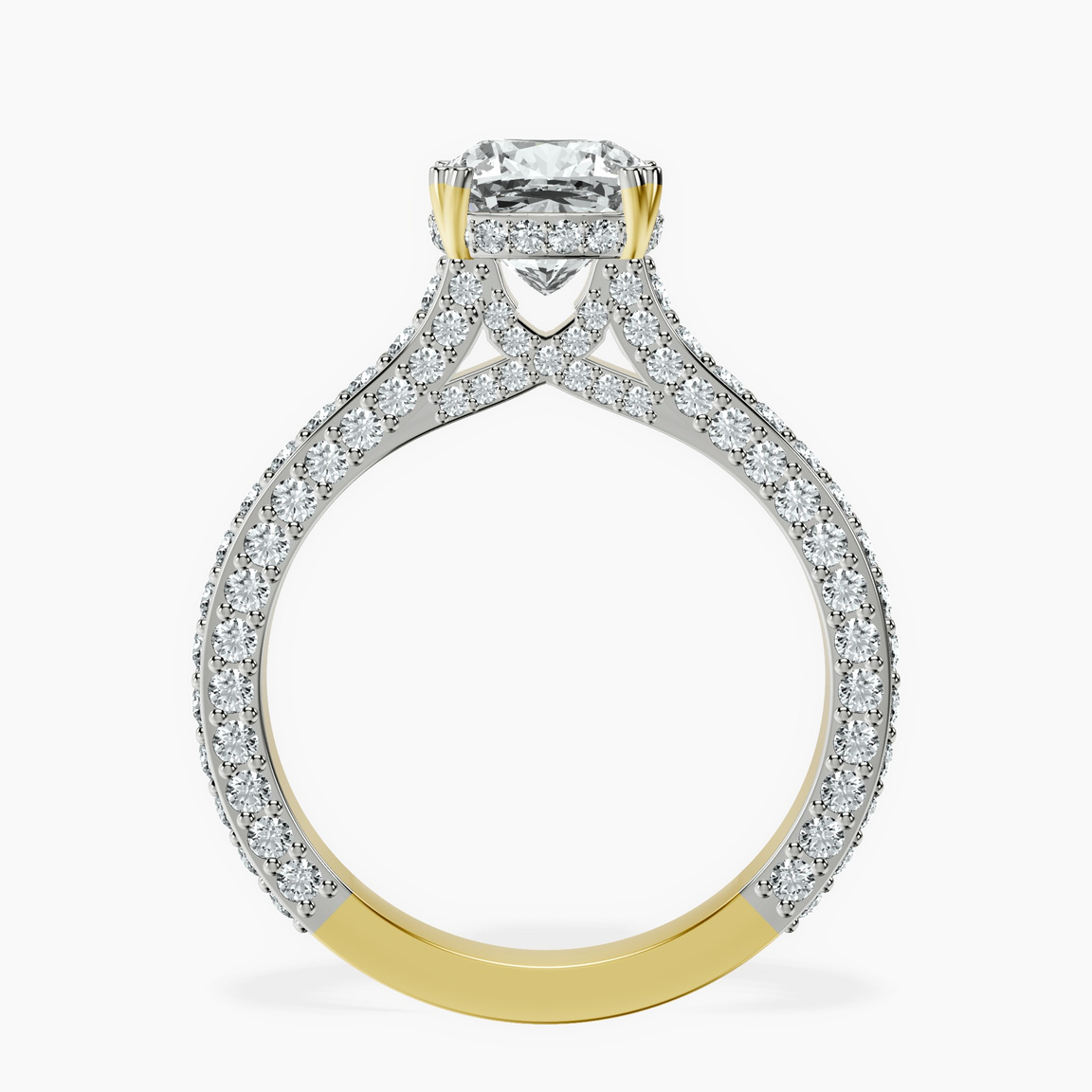 18kt Yellow Gold Eternia Criss Cross Side Halo Lab Diamond Ring side right image one