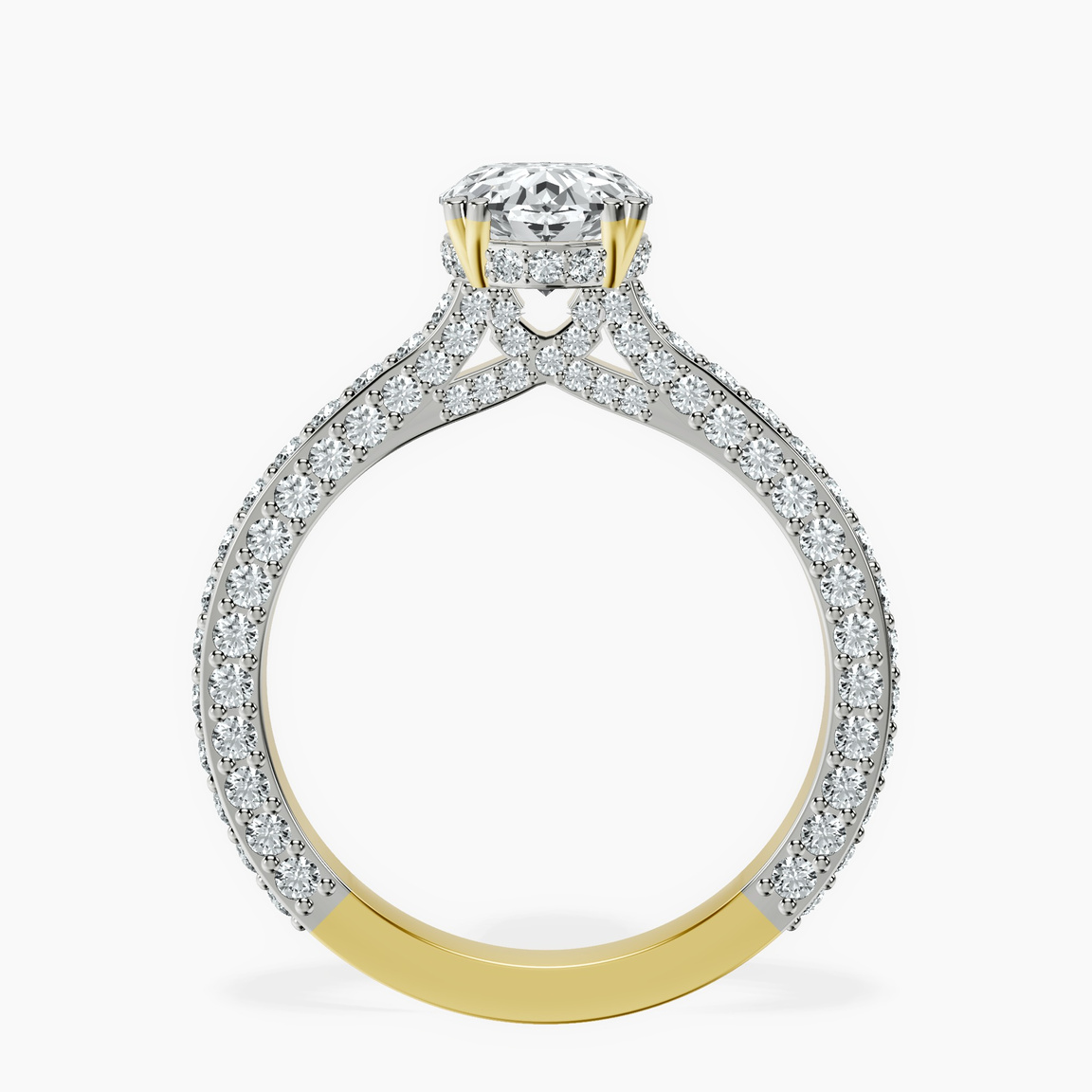 10kt Yellow Gold Eternia Criss Cross Side Halo Lab Diamond Ring side right image one