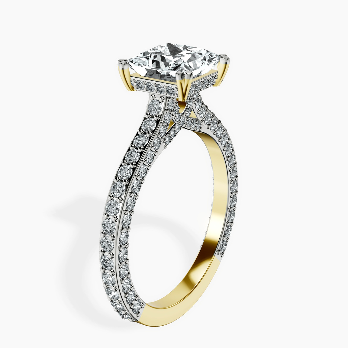 10kt Yellow Gold Eternia Criss Cross Side Halo Lab Diamond Ring standing product image one