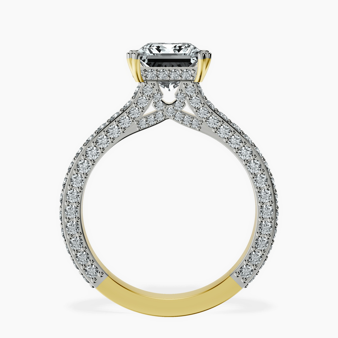 10kt Yellow Gold Eternia Criss Cross Side Halo Lab Diamond Ring side right image one