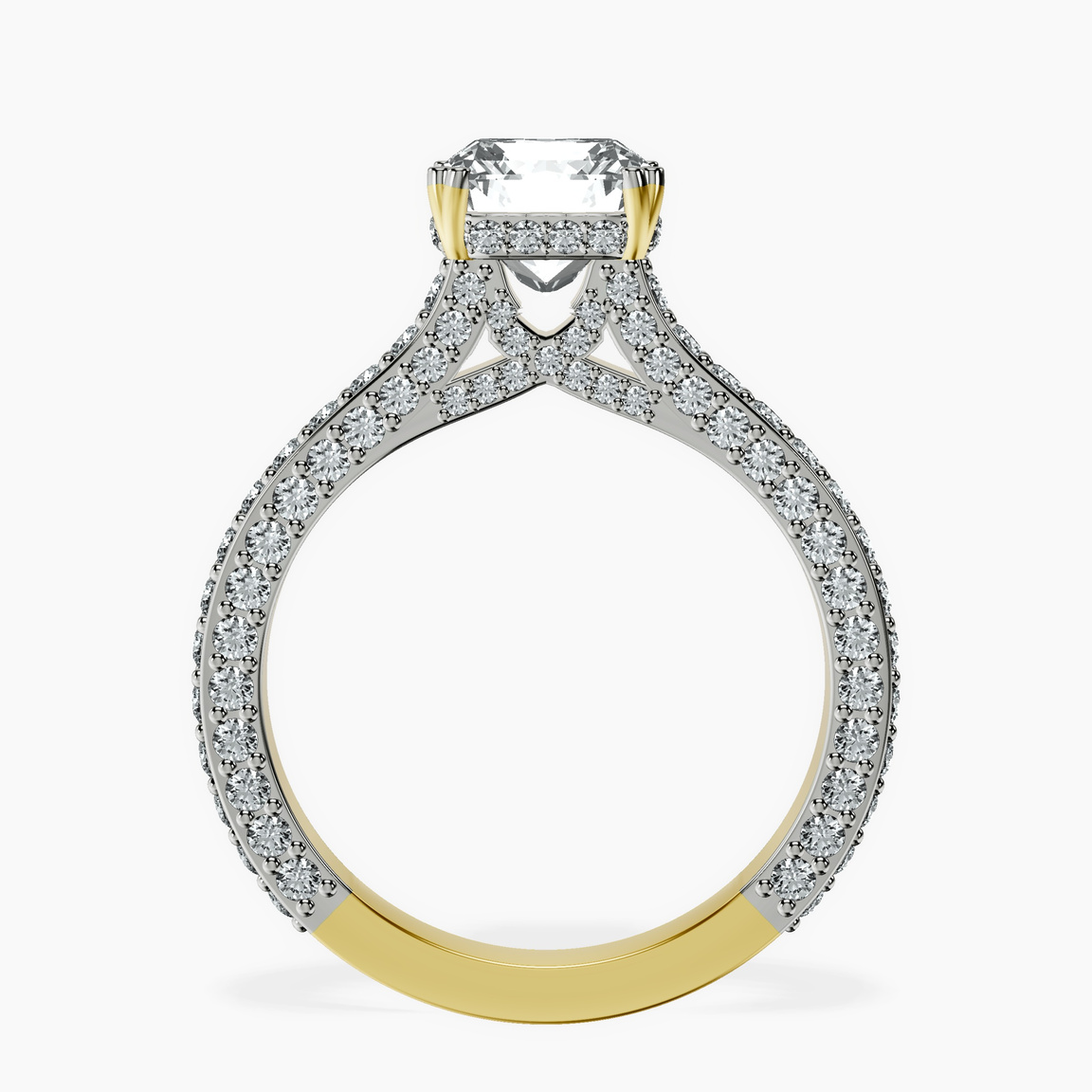 14kt Yellow Gold Eternia Criss Cross Side Halo Lab Diamond Ring side right image one