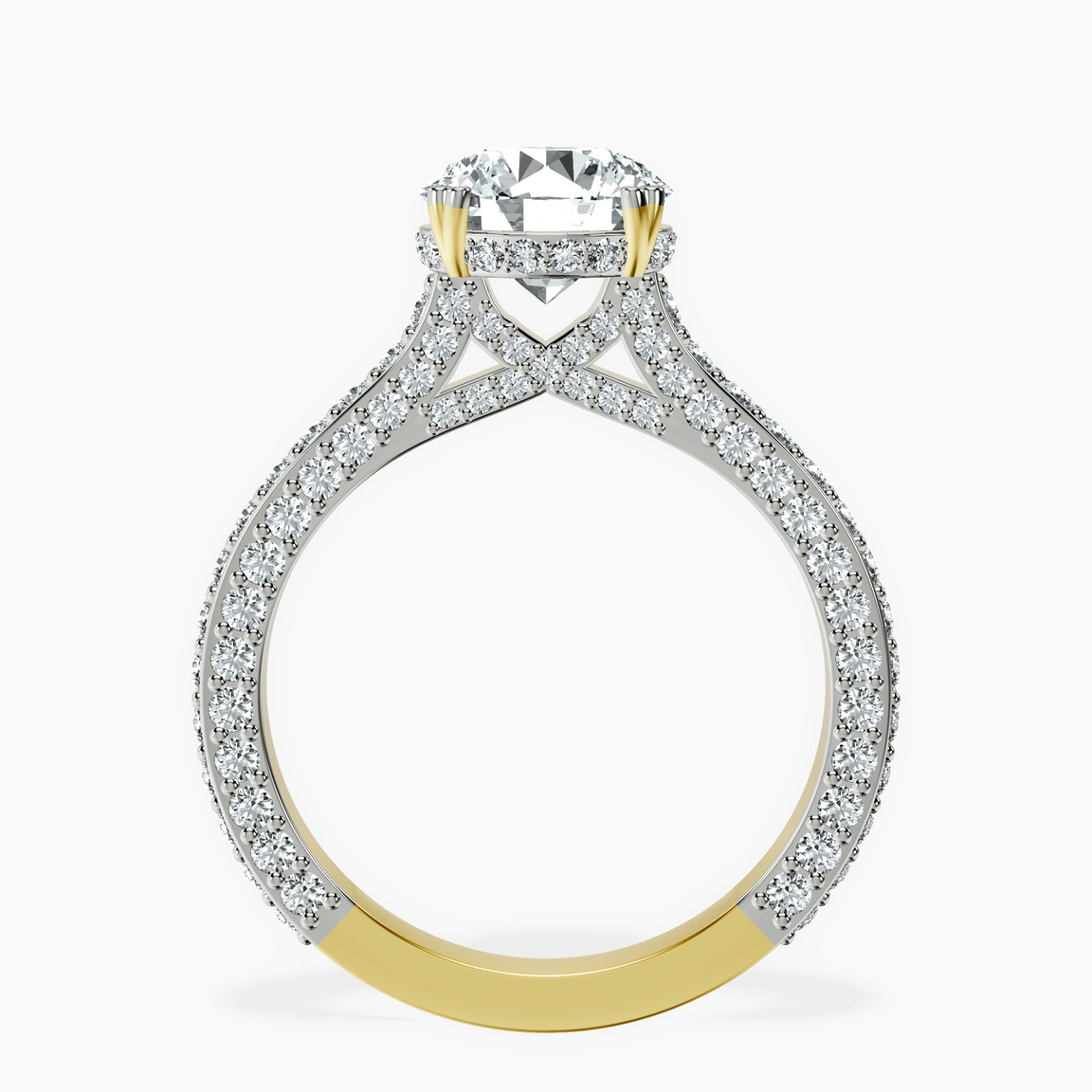 10kt Yellow Gold Eternia Criss Cross Side Halo Lab Diamond Ring side right image one