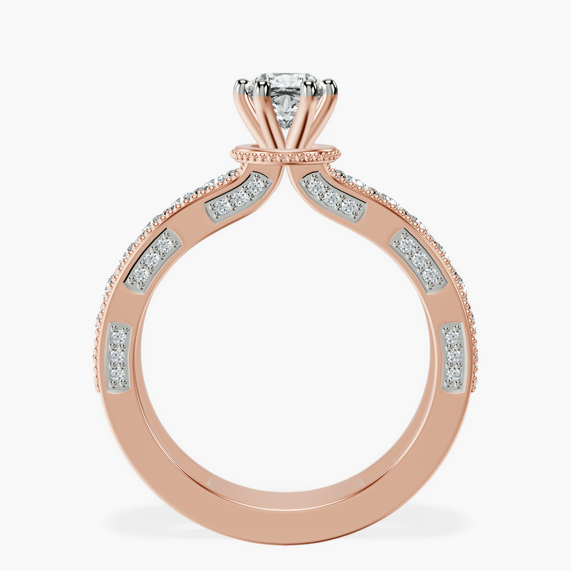 10kt Rose Gold Regalia Milgrain Lab Diamond Ring side right image one