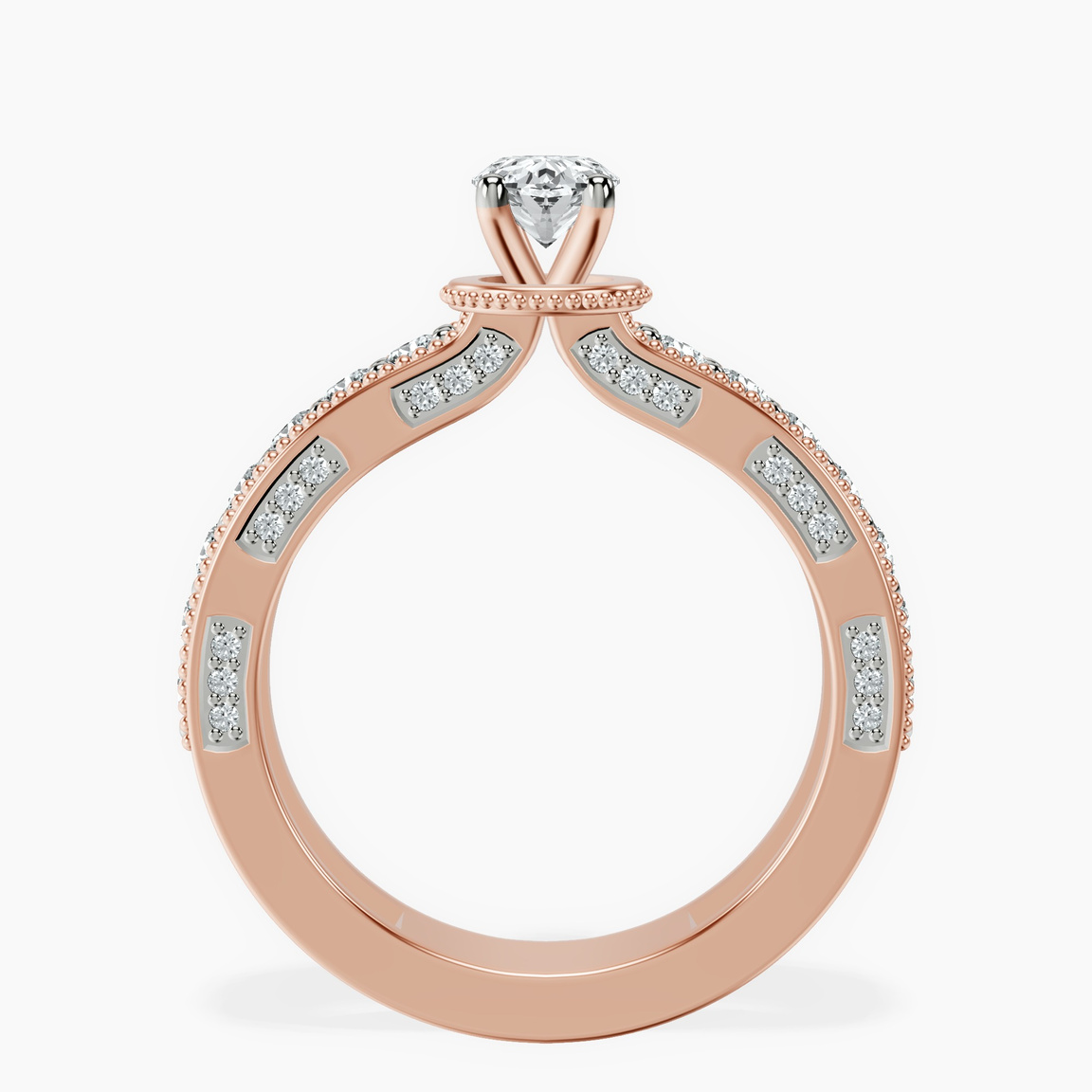 18kt Rose Gold Regalia Milgrain Lab Diamond Ring side right image one